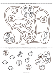 Apprendre, les nombres de 1 à 4