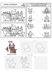 Fiche de jeux sur le thème de Noël à imprimer, maternelle MS, GS, CP