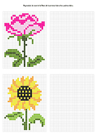 Fiche à imprimer ; reproduire des dessins sur quadrillage
