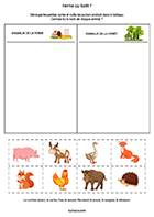 Les animaux de la ferme, maternelle Exercice à imprimer, les animaux de la ferme et de la forêt