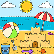 Coloriage en ligne, la plage