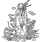 Coloriage à imprimer : fond marin avec bouteille à la mer