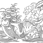 Coloriage à imprimer : des poissons dans l'eau