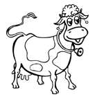 Coloriage d'une vache avec  clochette