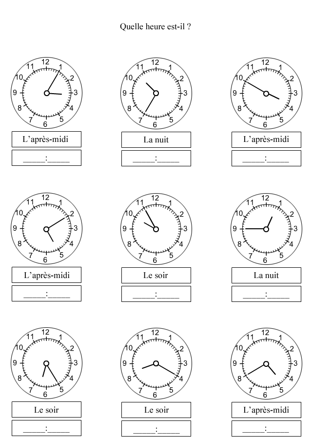De l'affichage analogique à l'affichage digital - minutes Exercice pour apprendre à lire l'heure