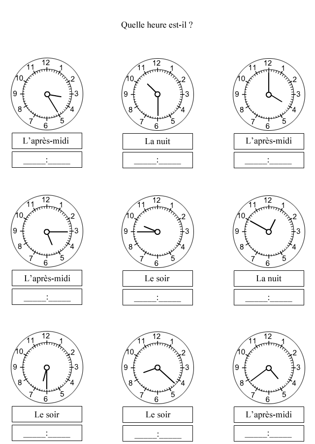De l'affichage analogique à l'affichage digital - révision Exercice pour apprendre à lire l'heure