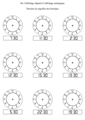 Exercices à imprimer pour  apprendre à lire l'heure