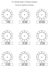 Exercices à imprimer pour  apprendre à lire l'heure