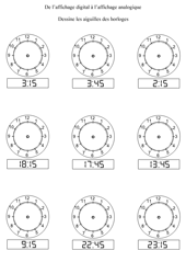 Exercices à imprimer pour  apprendre à lire l'heure