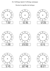 Exercices à imprimer pour  apprendre à lire l'heure