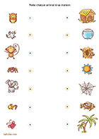 Les animaux et leurs maisons Exercice pour enfants de maternelle, les animaux et leurs maisons