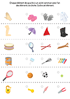 Exercice ludique à imprimer, associer les images