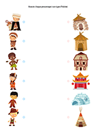 Exercice sur les types d'habitation, maternelle Relier les personnages à leur maison, exercice à imprimer
