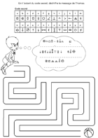 Fiche 12 ; le message codé Fiche de jeux à imprimer; messsage codé