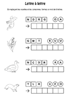 Fiche 15, lettre à lettre avec images Fiche de jeux à imprimer; lettre à lettre