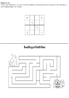 Fiche 18 ; sudoku, labyrinthe Fiche de jeux à imprimer; sudoku,labyrinthe