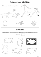 Fiche 4 ; Trouver les empreintes, puzzle Fiche de jeux ; trouver les empreintes ; puzzle