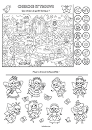 Cherche et trouve, fiche de jeux à imprimer avec corrigé, maternelle MS et GS
