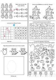 Fiche de jeux à imprimer, maternelle GS, CP