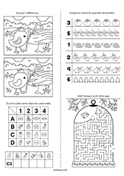 Fiche de jeux à imprimer, maternelle MS et GS